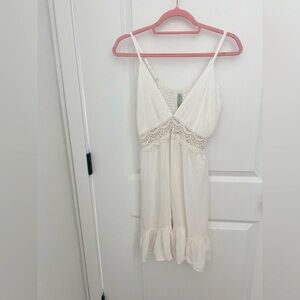 Raviya Medium Sleeveless Flutter-Hem Cover-Up Dress Swim White New Size Medium